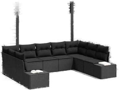 Vidaxl Hagesofa Set 9 pcs Svart