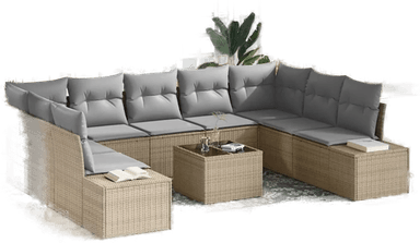 Vidaxl Hagesofa Set 10 pcs Beige