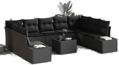 Vidaxl Hagesofa Set 10 pcs Svart