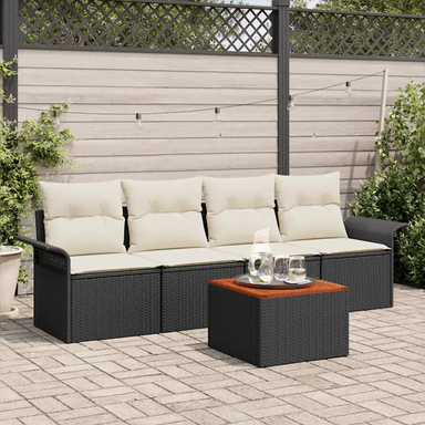 Vidaxl Hagesofa Set 5 pcs Svart