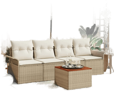 Vidaxl Hagesofa Set 5 pcs Beige