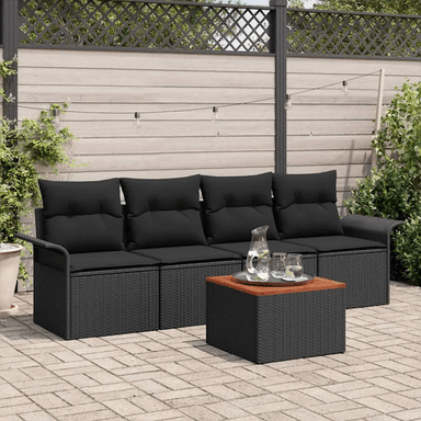 Vidaxl Hagesofa Set 5 pcs Svart