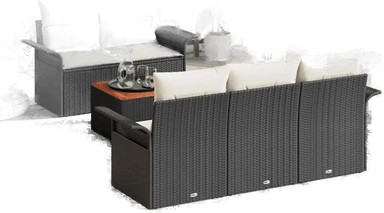 Vidaxl Hagesofa Set 6 pcs Svart