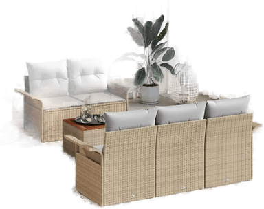Vidaxl Hagesofa Set 6 pcs Beige