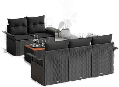 Vidaxl Hagesofa Set 6 pcs Svart
