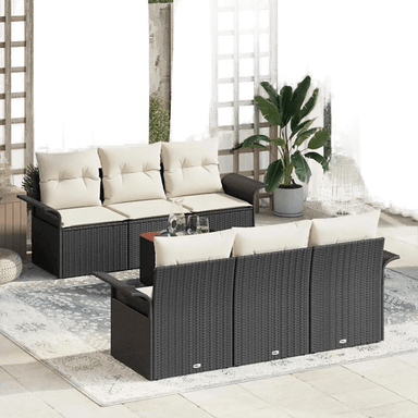 Vidaxl Hagesofa Set 7 pcs Svart