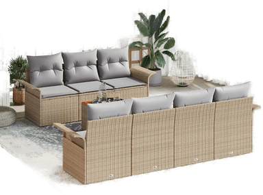 Vidaxl Hagesofa Set 8 pcs Beige