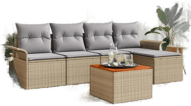 Vidaxl Hagesofa Set 6 pcs Beige