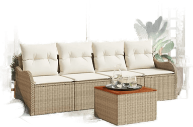 Vidaxl Hagesofa Set 5 pcs Beige
