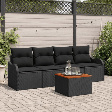 Vidaxl Hagesofa Set 5 pcs Svart