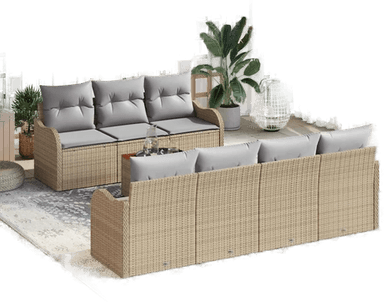 Vidaxl Hagesofa Set 8 pcs Beige