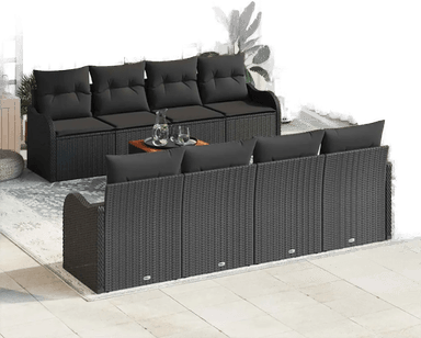 Vidaxl Hagesofa Set 9 pcs Svart