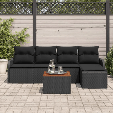 Vidaxl Hagesofa Set 6 pcs Svart