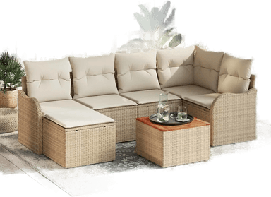 Vidaxl Hagesofa Set 7 pcs Beige