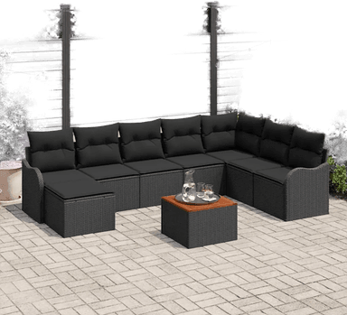 Vidaxl Hagesofa Set 9 pcs Svart