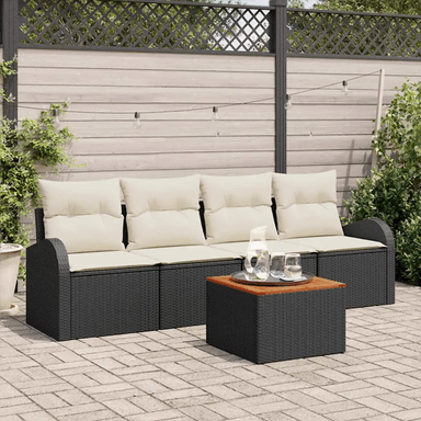 Vidaxl Hagesofa Set 5 pcs Svart