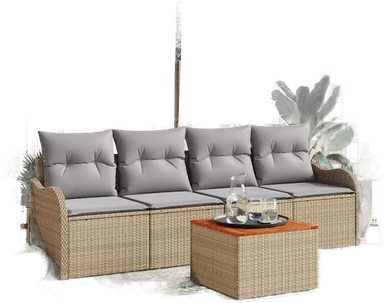 Vidaxl Hagesofa Set 5 pcs Beige