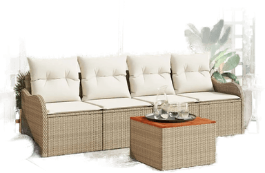 Vidaxl Hagesofa Set 5 pcs Beige