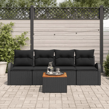 Vidaxl Hagesofa Set 5 pcs Svart