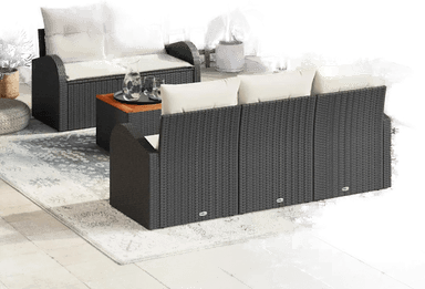 Vidaxl Hagesofa Set 6 pcs Svart