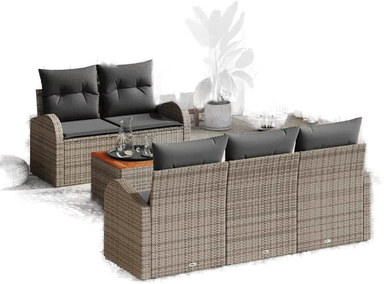 Vidaxl Hagesofa Set 6 pcs Grå