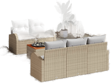 Vidaxl Hagesofa Set 6 pcs Beige