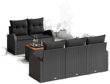 Vidaxl Hagesofa Set 6 pcs Svart