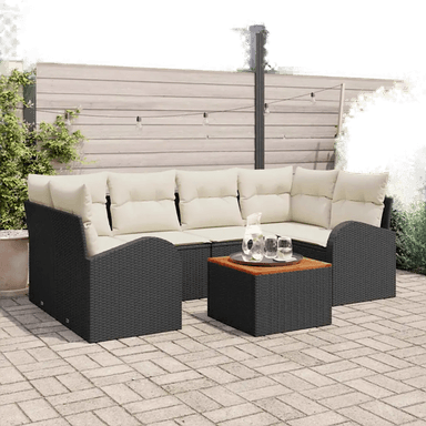 Vidaxl Hagesofa Set 7 pcs Svart