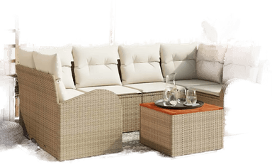 Vidaxl Hagesofa Set 7 pcs Beige