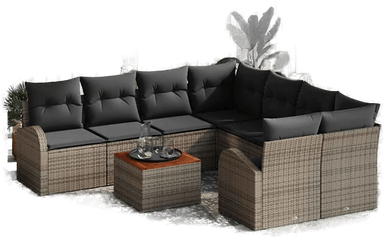 Vidaxl Hagesofa Set 9 pcs Grå