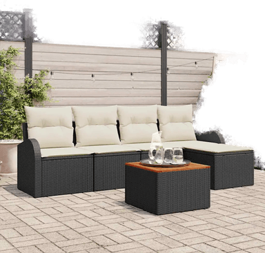 Vidaxl Hagesofa Set 6 pcs Svart