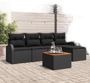 Vidaxl Hagesofa Set 6 pcs Svart