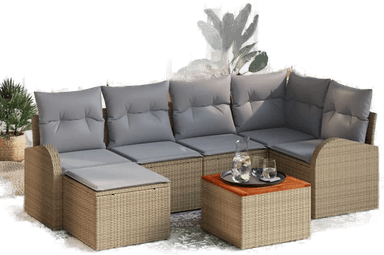 Vidaxl Hagesofa Set 7 pcs Beige