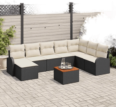 Vidaxl Hagesofa Set 9 pcs Svart