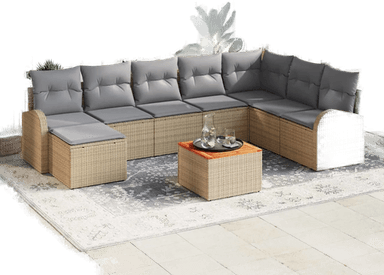 Vidaxl Hagesofa Set 9 pcs Beige