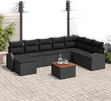 Vidaxl Hagesofa Set 9 pcs Svart