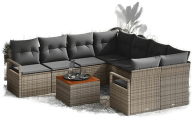 Vidaxl Hagesofa Set 9 pcs Grå