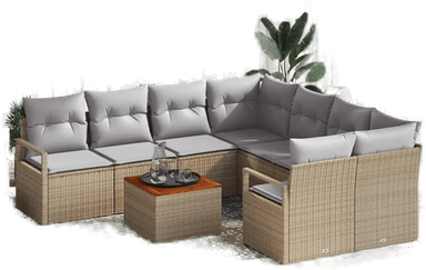 Vidaxl Hagesofa Set 9 pcs Beige