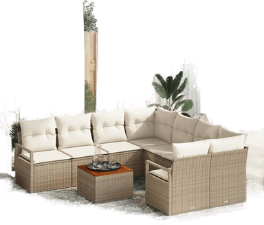 Vidaxl Hagesofa Set 9 pcs Beige