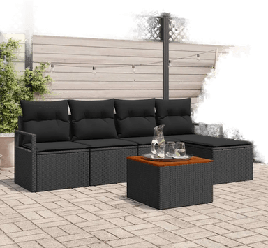 Vidaxl Hagesofa Set 6 pcs Svart