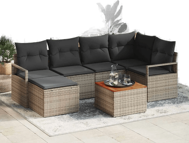 Vidaxl Hagesofa Set 7 pcs Grå