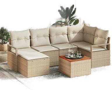Vidaxl Hagesofa Set 7 pcs Beige