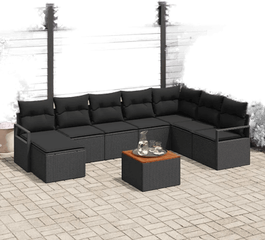 Vidaxl Hagesofa Set 9 pcs Svart
