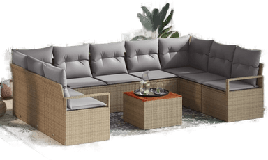 Vidaxl Hagesofa Set 10 pcs Beige