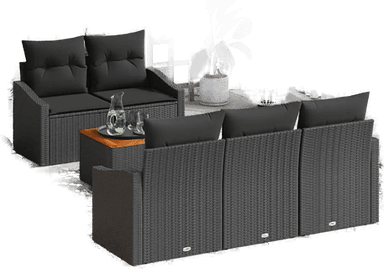 Vidaxl Hagesofa Set 6 pcs Svart