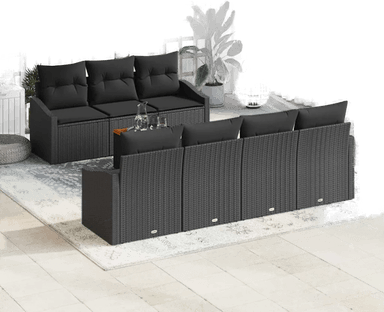 Vidaxl Hagesofa Set 8 pcs Svart