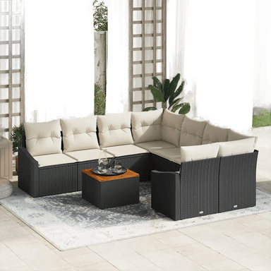 Vidaxl Hagesofa Set 9 pcs Svart