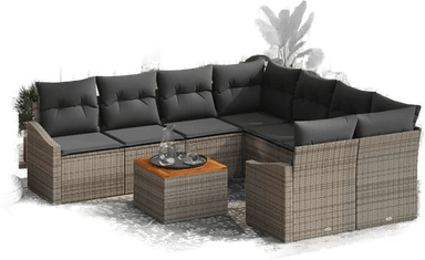 Vidaxl Hagesofa Set 9 pcs Grå