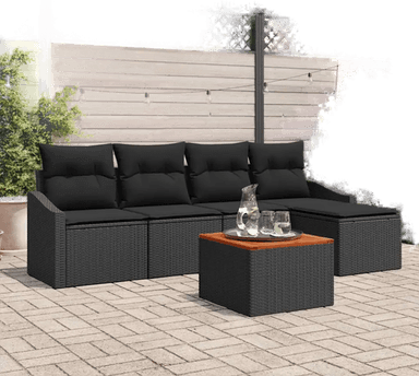 Vidaxl Hagesofa Set 6 pcs Svart