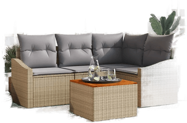 Vidaxl Hagesofa Set 5 pcs Beige